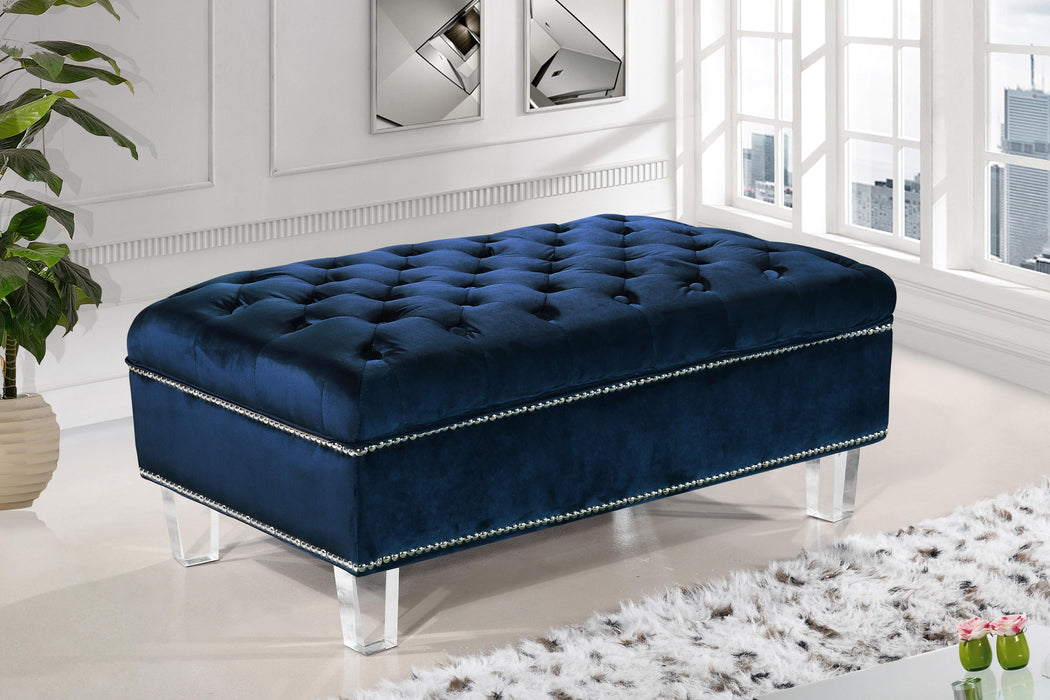 Lucas Navy Velvet Ottoman