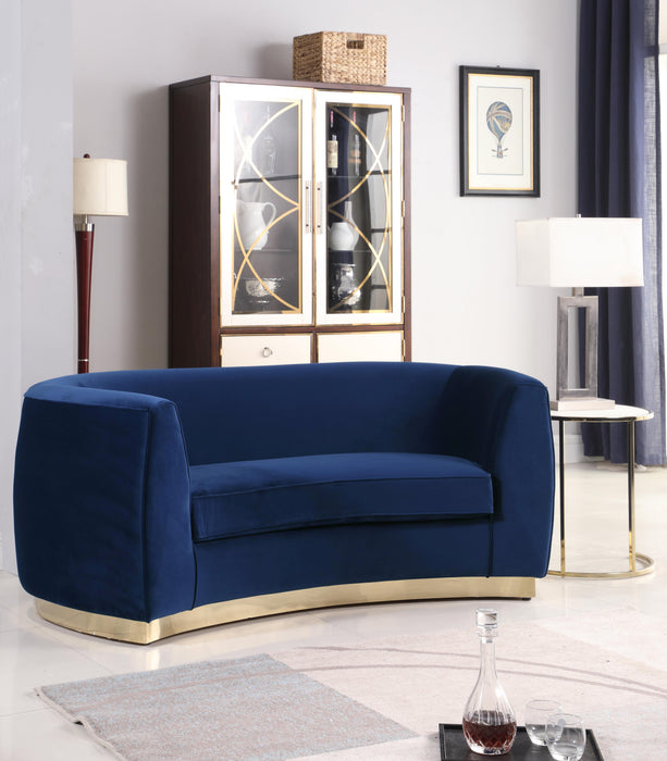 Julian Navy Velvet Loveseat