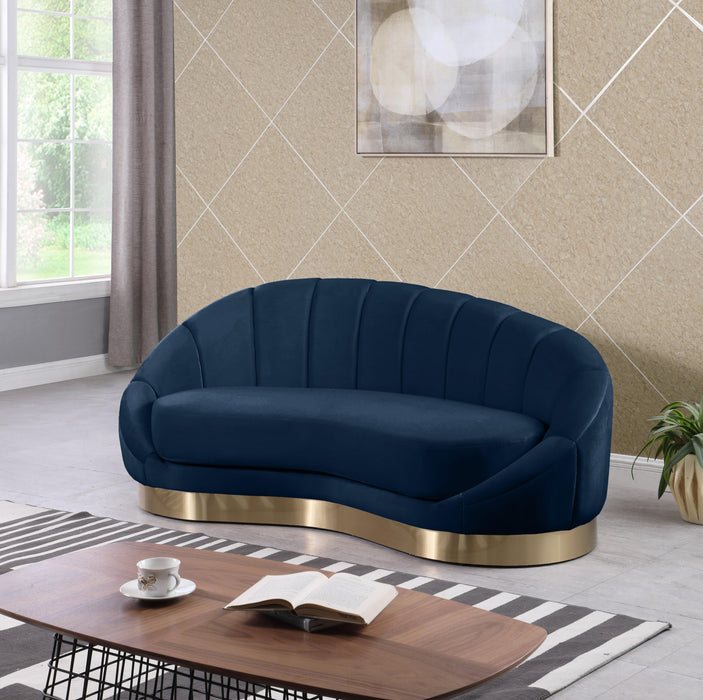 Shelly Navy Velvet Chaise