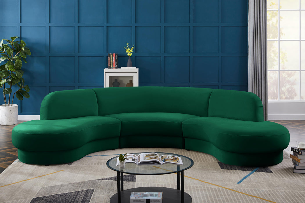 Rosa Green Velvet 3pc. Sectional (3 Boxes)