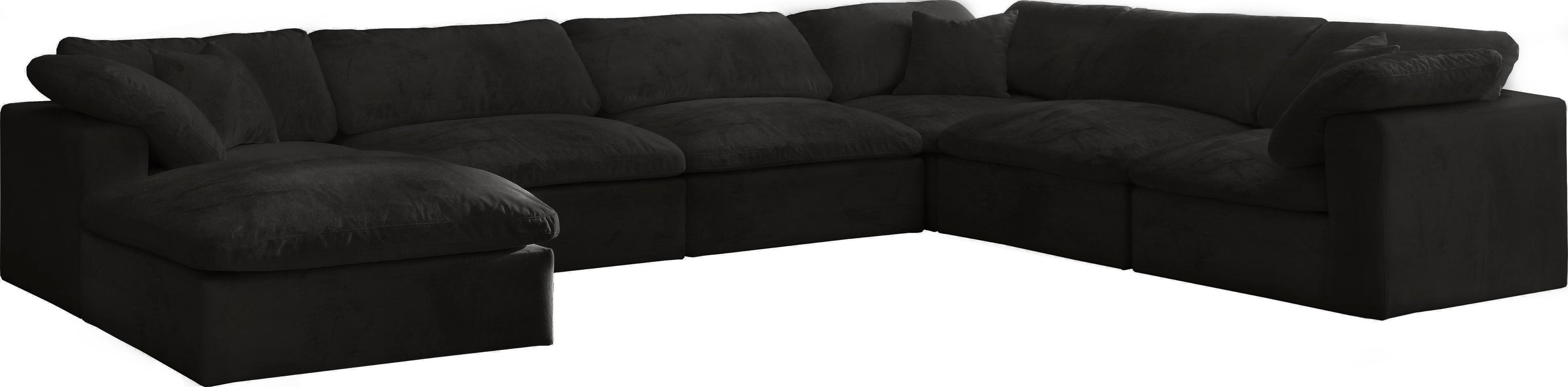 Cozy Black Velvet Cloud Modular Sectional