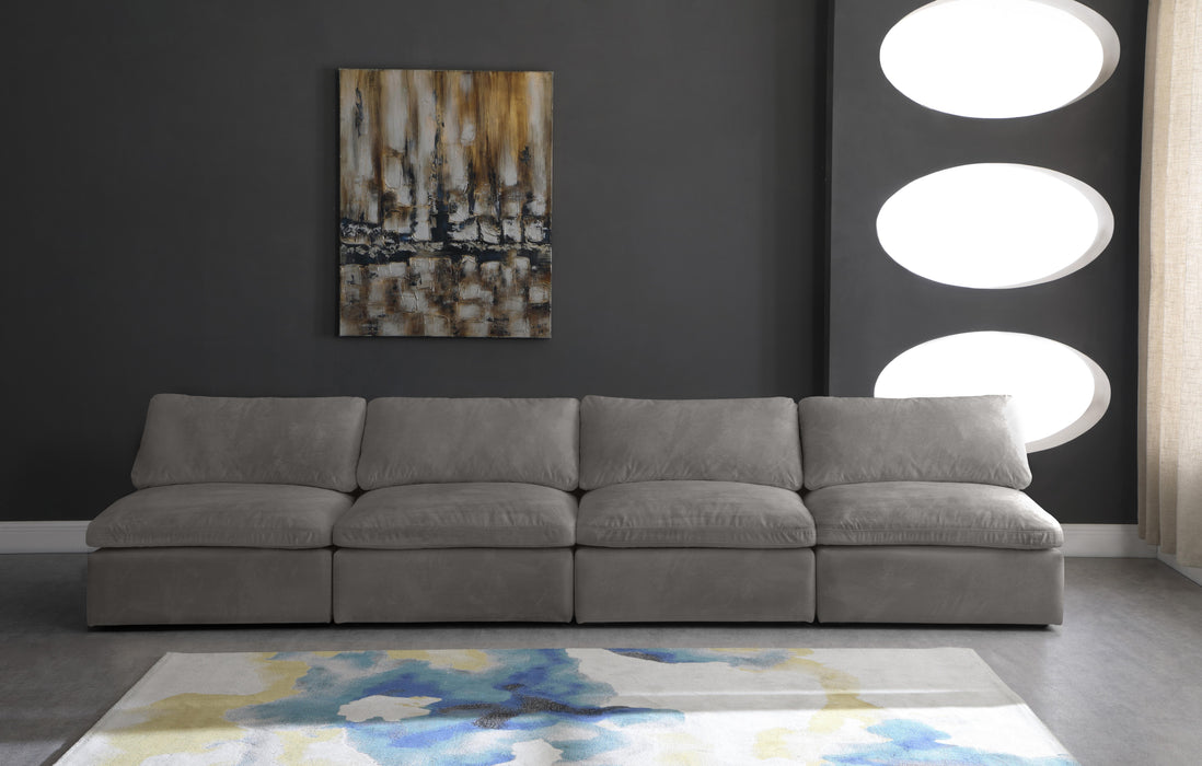 Cozy Grey Velvet Cloud Modular Armless Sofa