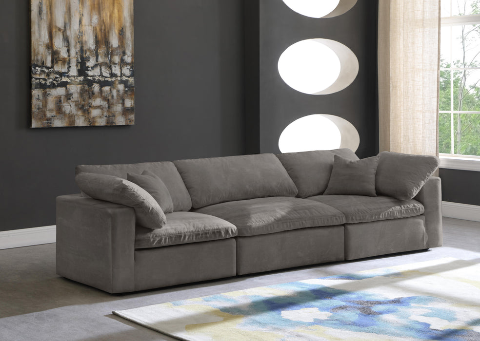 Cozy Grey Velvet Cloud Modular Sofa