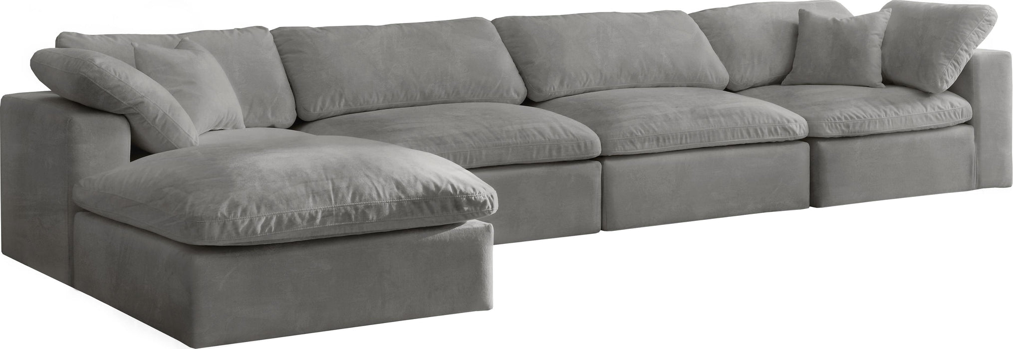 Cozy Grey Velvet Cloud Modular Sectional