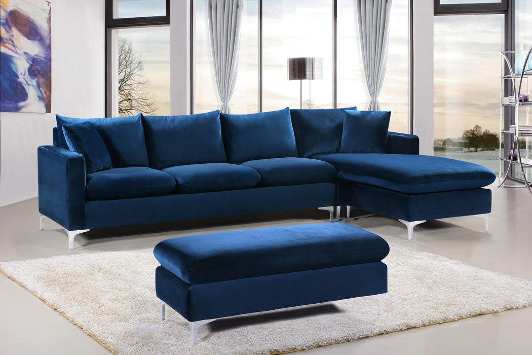 Naomi Navy Velvet 2pc. Reversible Sectional