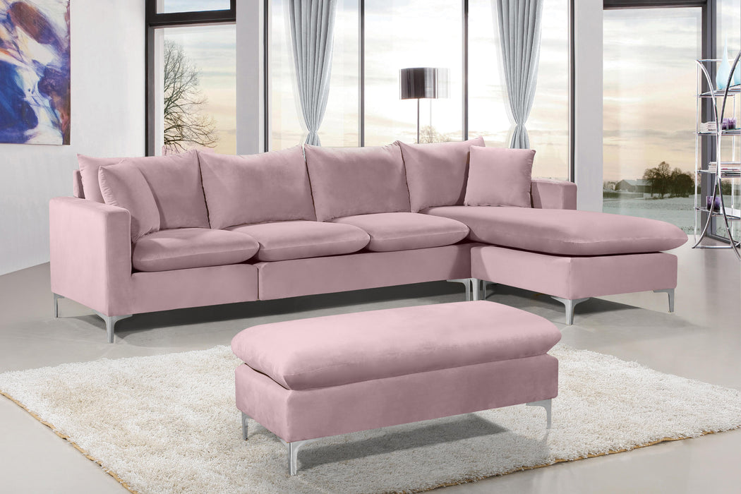 Naomi Pink Velvet 2pc. Reversible Sectional