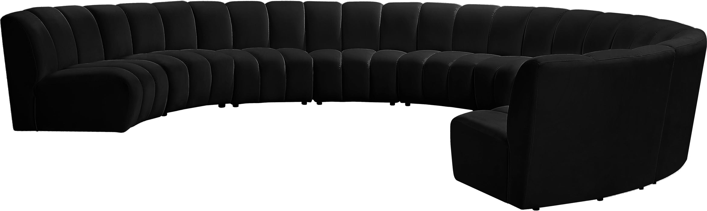 Infinity Black Velvet 9pc. Modular Sectional