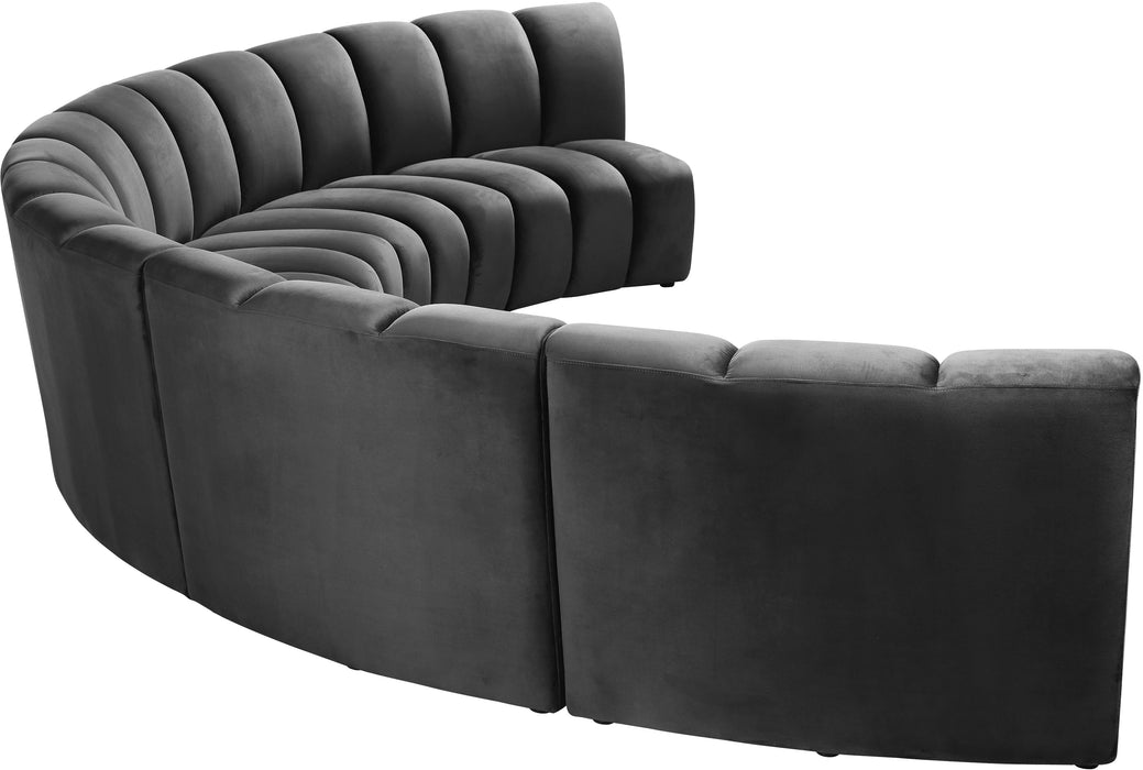 Infinity Grey Velvet 5pc. Modular Sectional