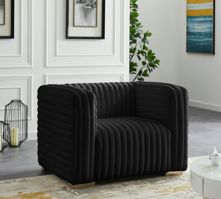 Ravish Black Velvet Chair