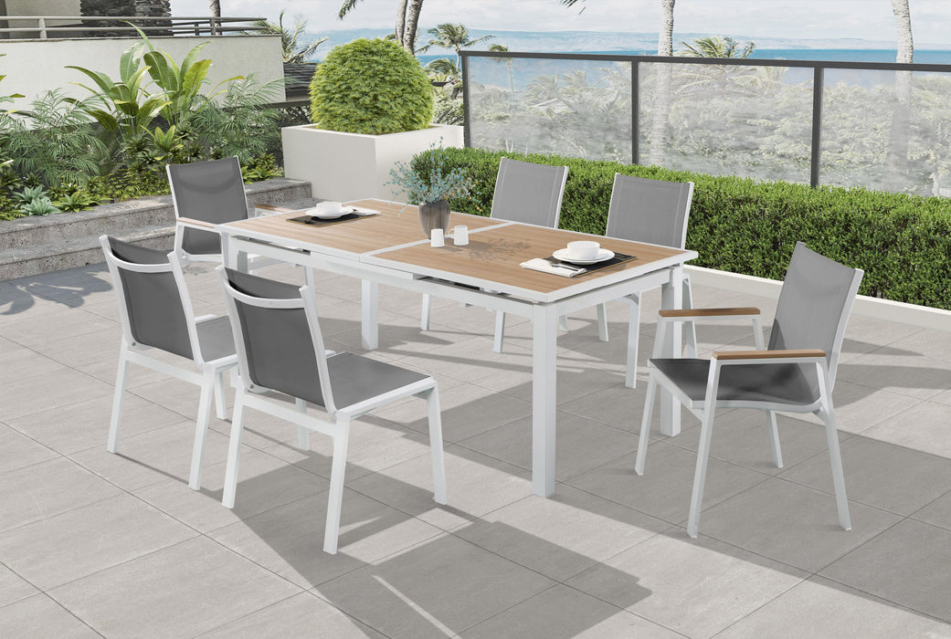 Nizuc Grey Mesh Waterproof Fabric Outdoor Patio Aluminum Mesh Dining Arm Chair