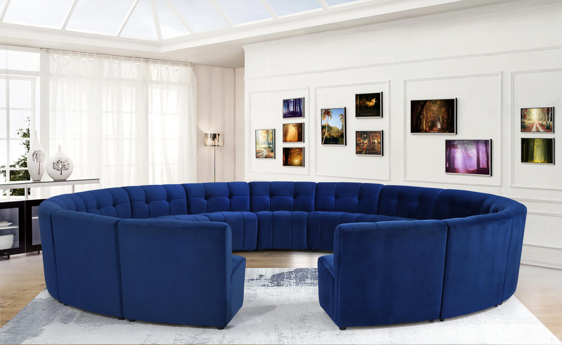 Limitless Navy Velvet 15pc. Modular Sectional