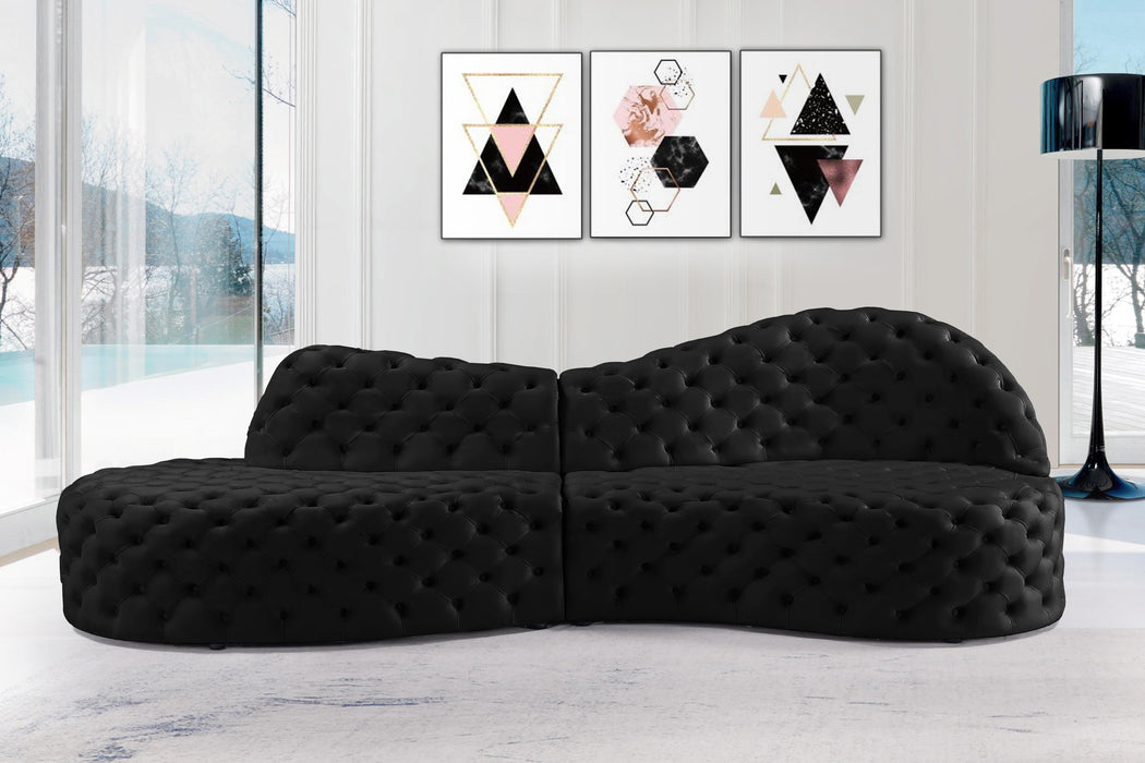 Royal Black Velvet 2pc. Sectional