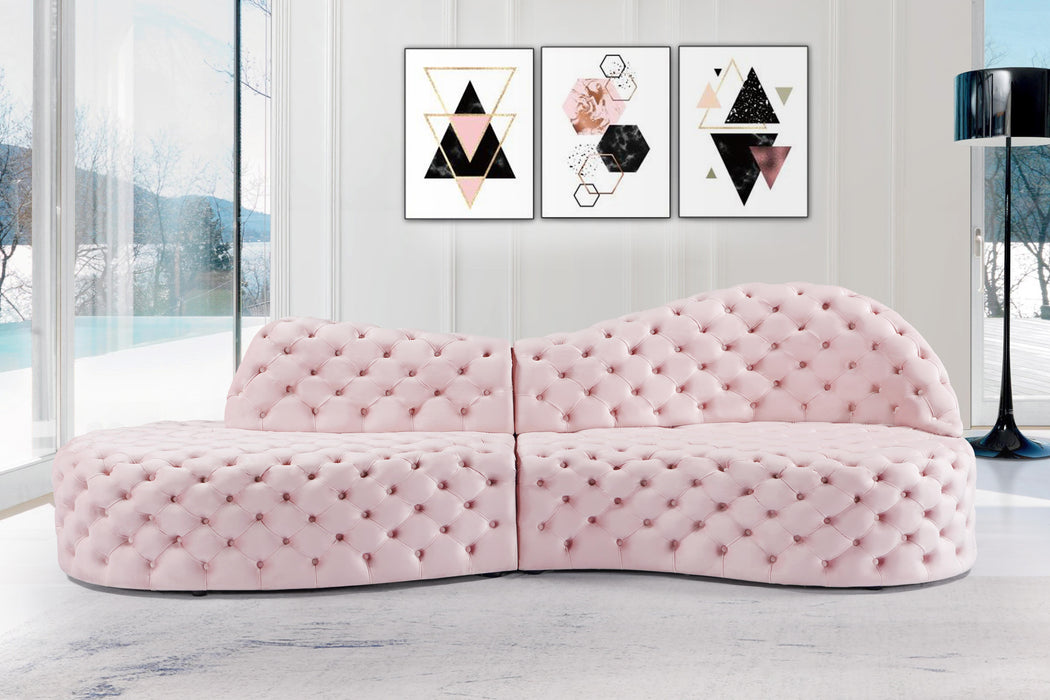 Royal Pink Velvet 2pc. Sectional