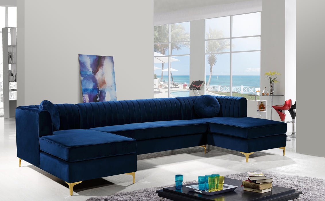 Graham Navy Velvet 3pc. Sectional