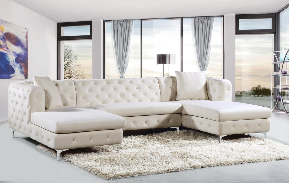 Gail Cream Velvet 3pc. Sectional