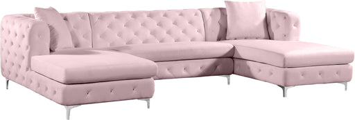 Gail Pink Velvet 3pc. Sectional image