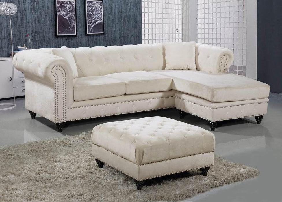 Sabrina Cream Velvet 2pc. Reversible Sectional