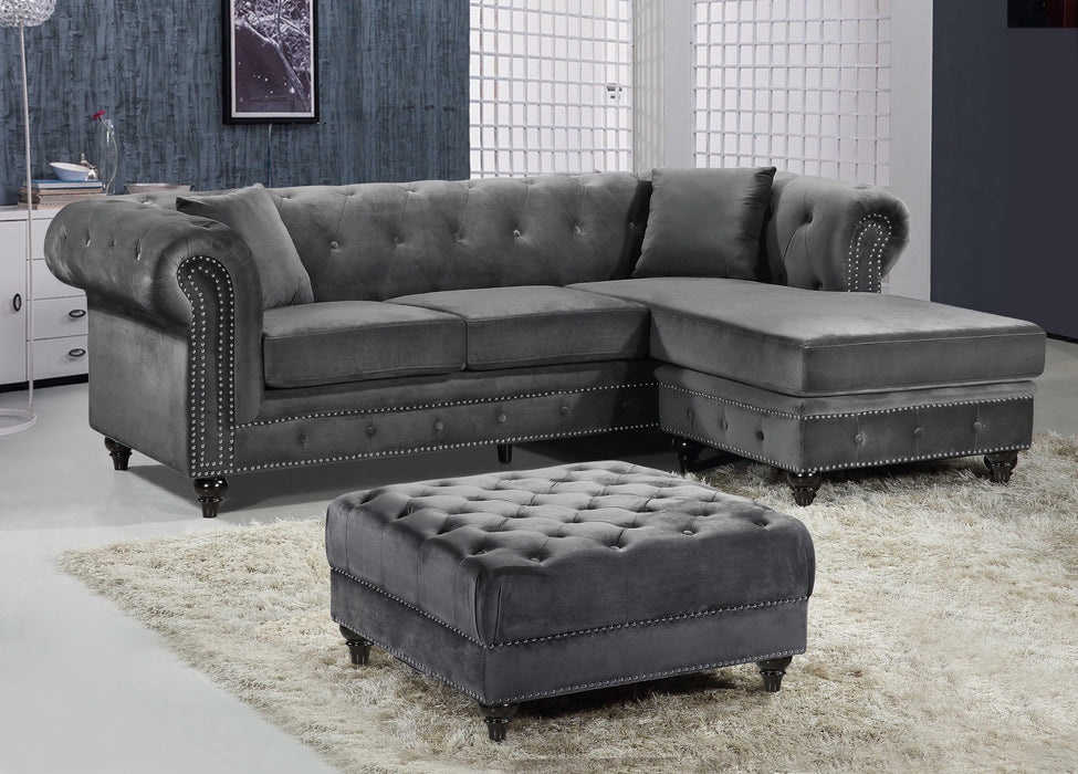 Sabrina Grey Velvet 2pc. Reversible Sectional