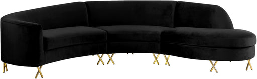 Serpentine Black Velvet 3pc. Sectional image