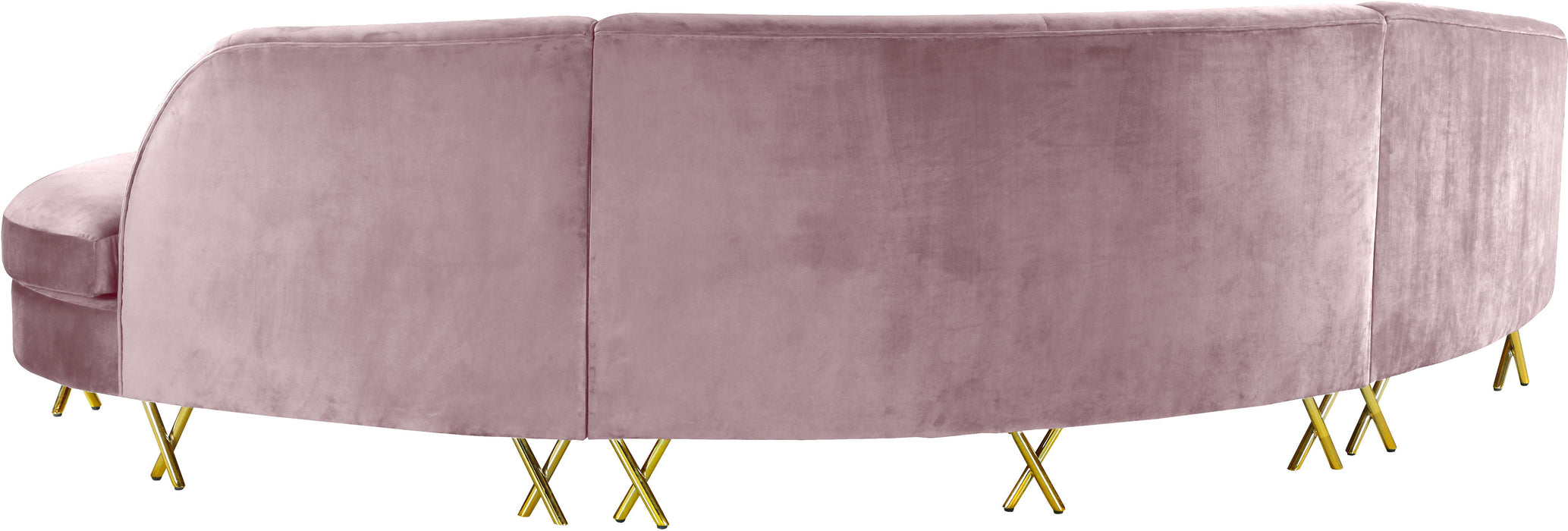 Serpentine Pink Velvet 3pc. Sectional