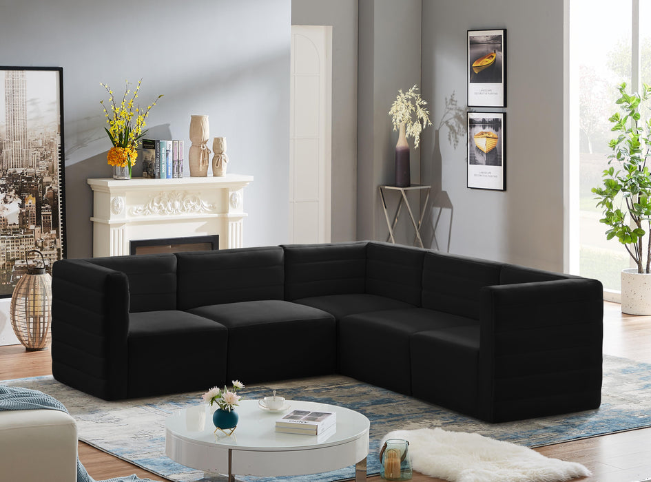 Quincy Black Velvet Modular Sectional