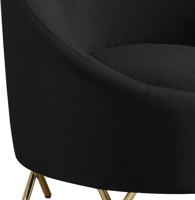 Serpentine Black Velvet Chair