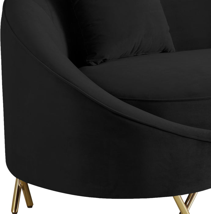 Serpentine Black Velvet Loveseat