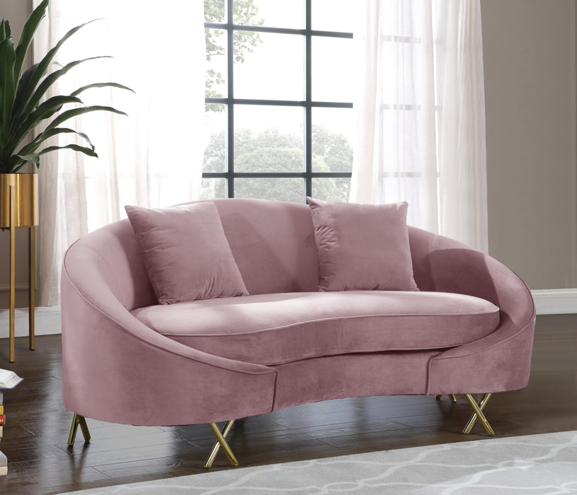 Serpentine Pink Velvet Loveseat