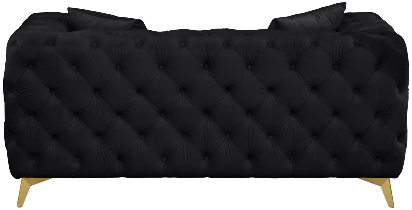 Kingdom Black Velvet Loveseat