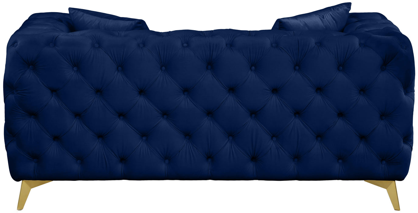 Kingdom Navy Velvet Loveseat