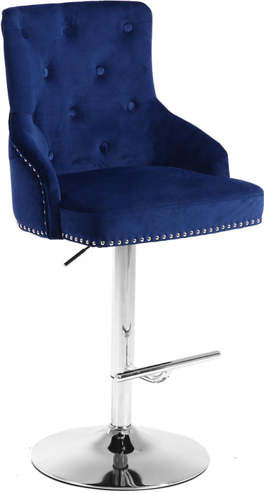 Claude Navy Velvet Adjustable Stool