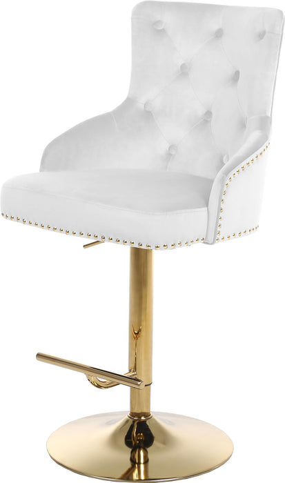 Claude White Velvet Adjustable Stool