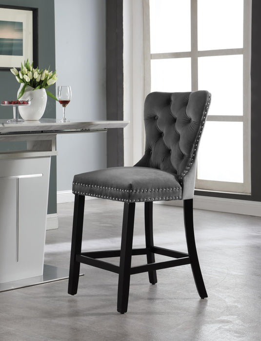 Nikki Grey Velvet Stool