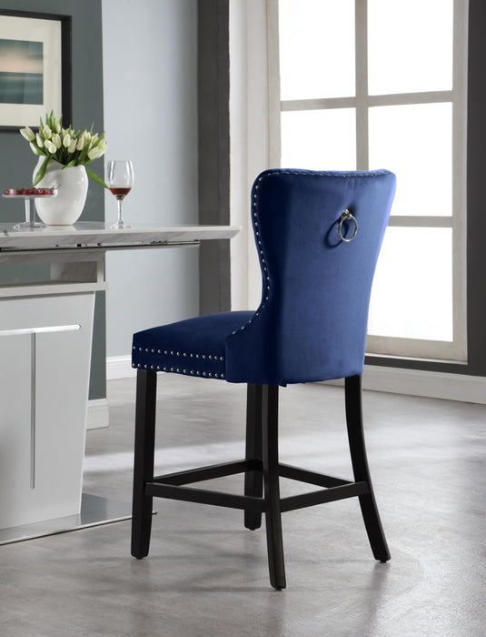 Nikki Navy Velvet Stool