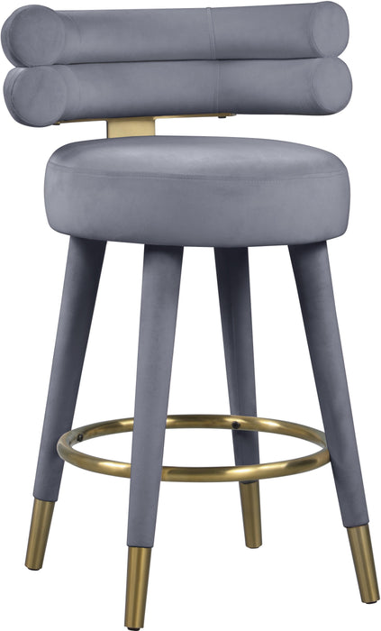 Fitzroy Grey Velvet Counter Stool