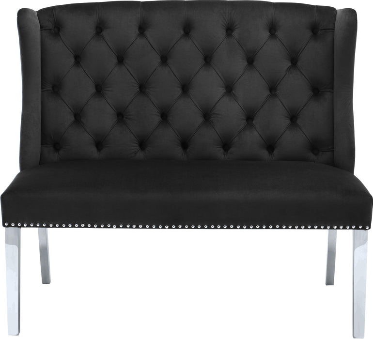 Suri Black Velvet Settee Bench