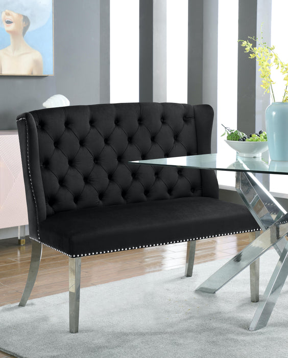 Suri Black Velvet Settee Bench