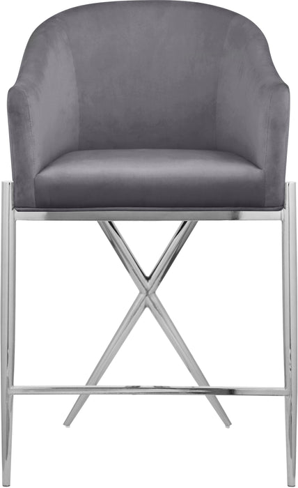 Xavier Grey Velvet Counter Stool