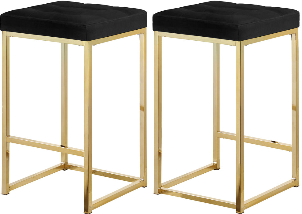 Nicola Black Velvet Stool