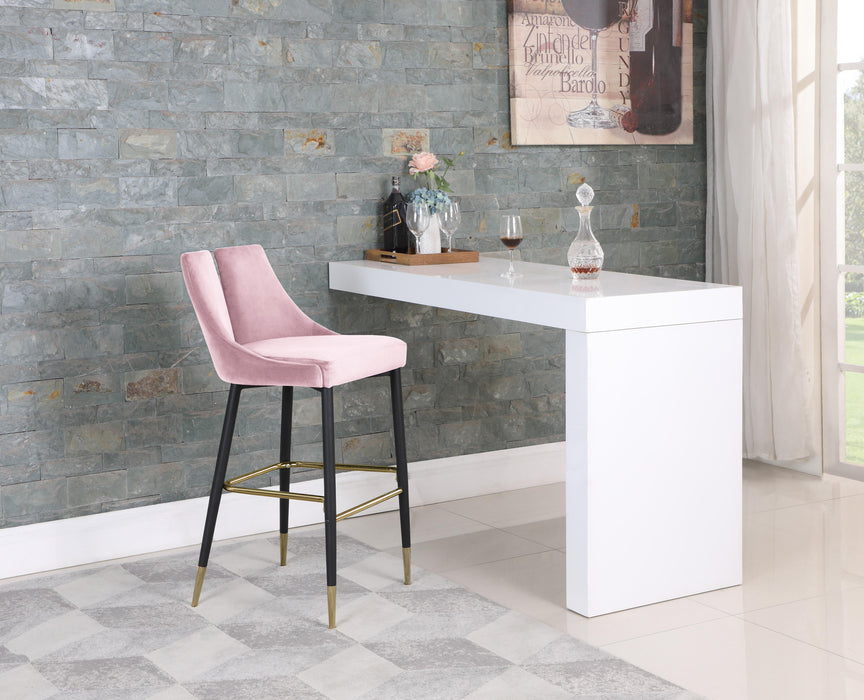 Sleek Pink Velvet Stool