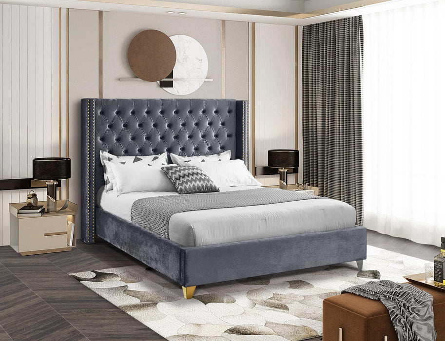 Barolo Grey Velvet Full Bed