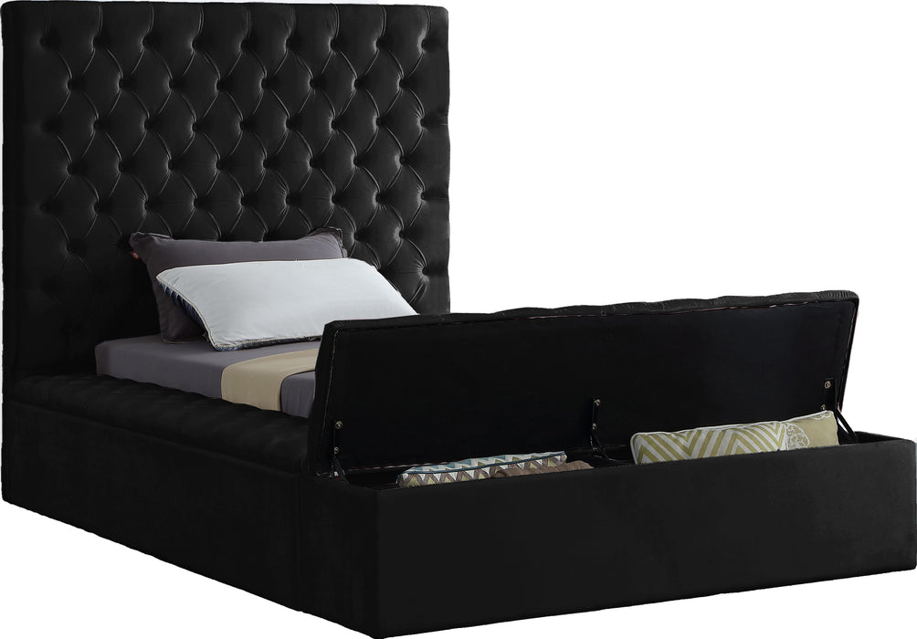 Bliss Black Velvet Twin Bed (3 Boxes)