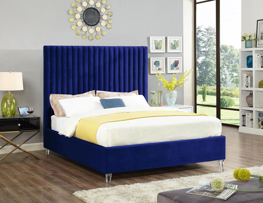 Candace Navy Velvet Full Bed