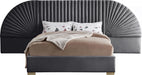 Cleo Grey Velvet King Bed (3 Boxes) image