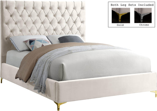 Cruz Cream Velvet Full Bed image