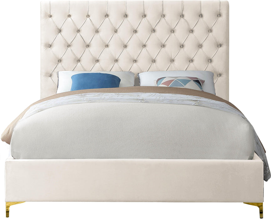 Cruz Cream Velvet Full Bed