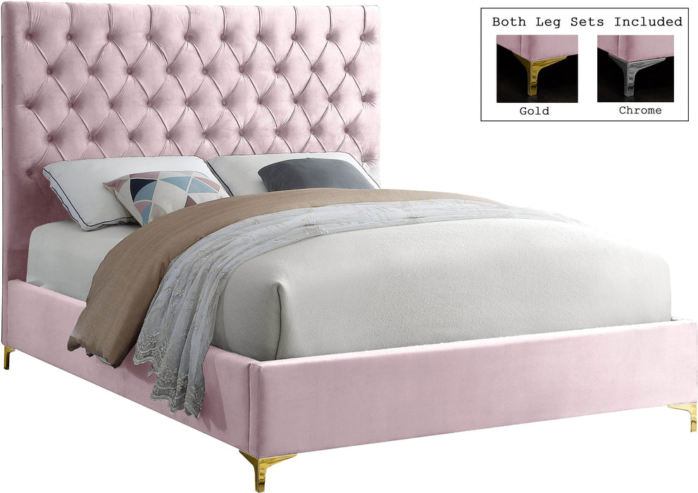 Cruz Pink Velvet Full Bed image