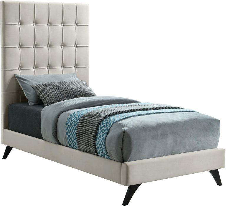 Elly Cream Velvet Twin Bed image