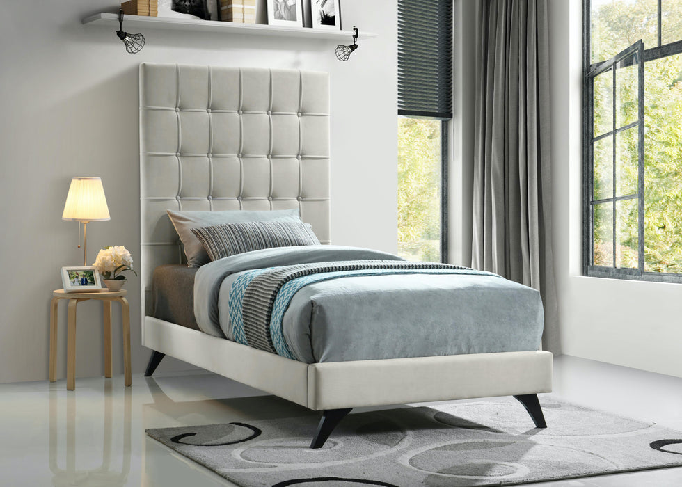 Elly Cream Velvet Twin Bed