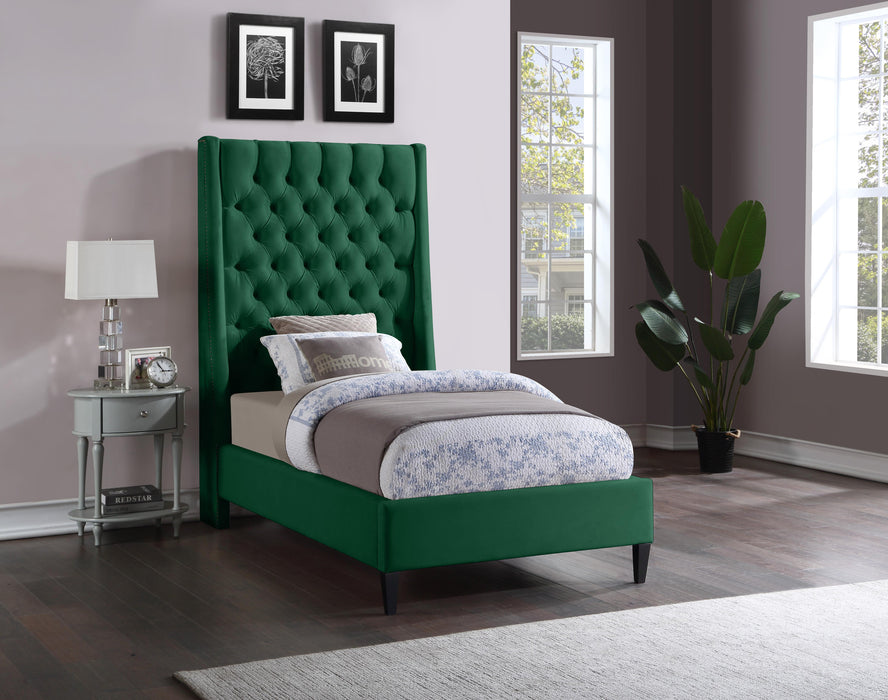 Fritz Green Velvet Twin Bed